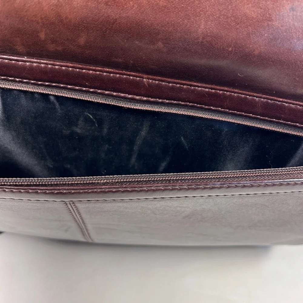 Dilana Briefcase Messenger Bag Mens Large Brown Solid Leather Satchel Vintage